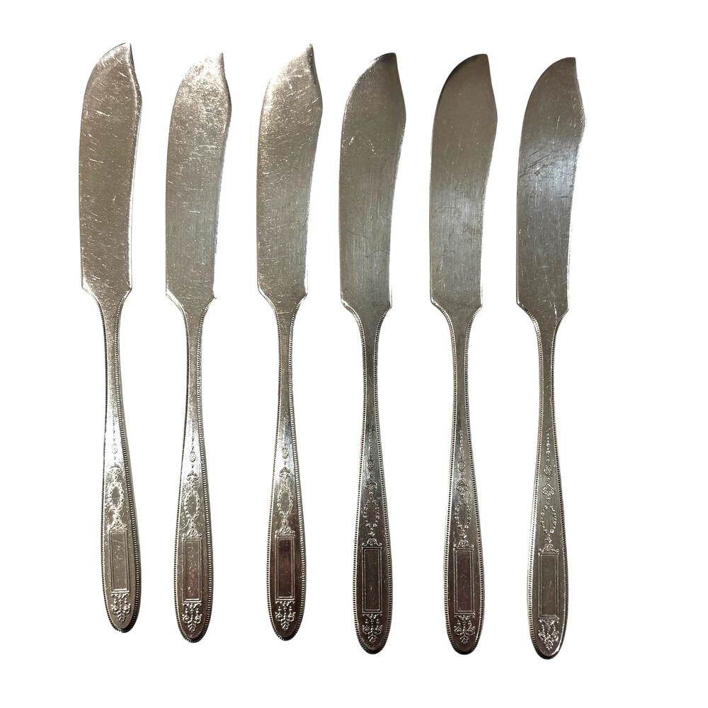 Vintage Silverplated butter spreaders (6) Oneida Grosvenor circa 1921 pattern